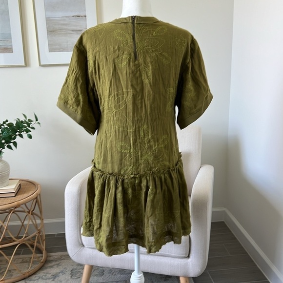 NWOT Free People Picking Petals Embroidered Mini Tunic Dress in Cardamom Seed XS - Picture 7 of 12